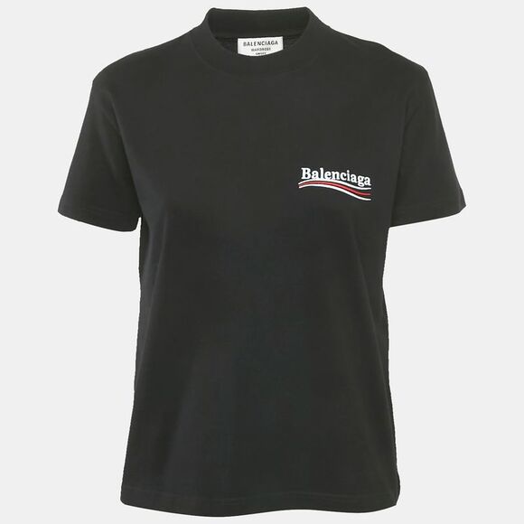 Balenciaga Black Logo Embroidery Cotton Crewneck Small Fit T-Shirt L